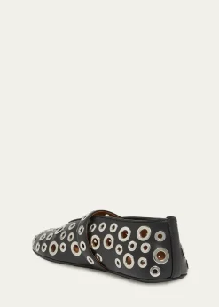 ALAIAGrommet Leather Ballet Flats