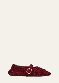 ALAIAKnotted Satin Mary Jane Ballerina Flats