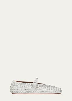 ALAIALeather Mary Jane Flats With Allover Studs