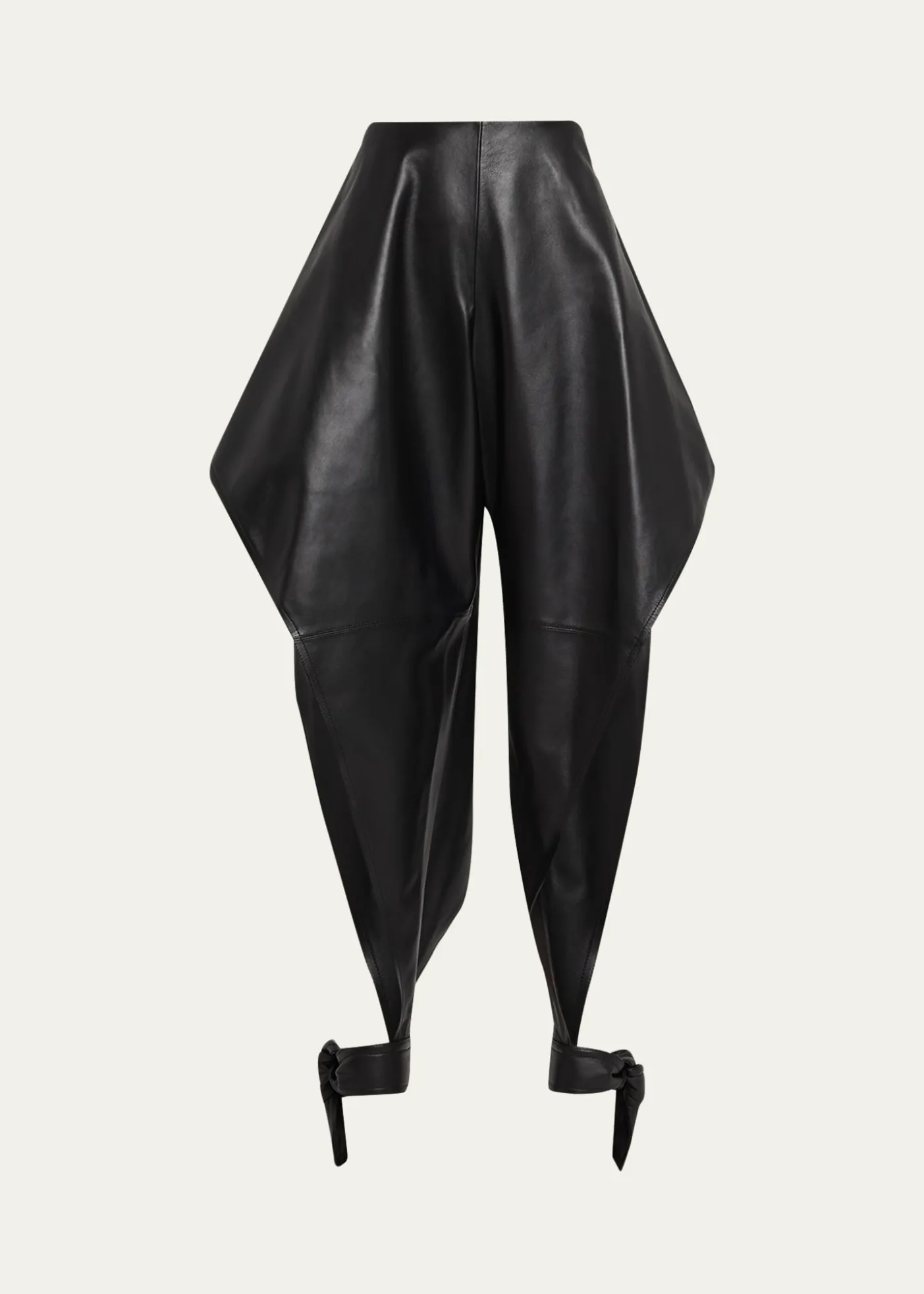 ALAIALeather Pointed Ruffle Ankle-Tie Pants