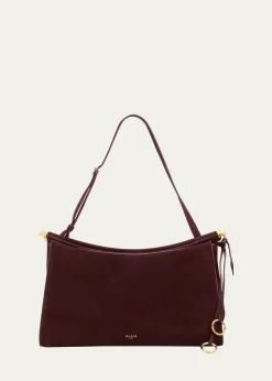 ALAIALe Click Large East-West Suede Shoulder Bag