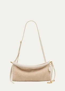ALAIALe Click Shaved Shearling Small East-West Shoulder Bag