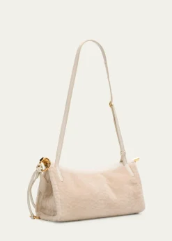ALAIALe Click Shaved Shearling Small East-West Shoulder Bag