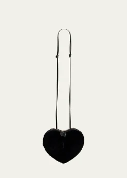 ALAIALe Coeur Crossbody Bag in Shearling