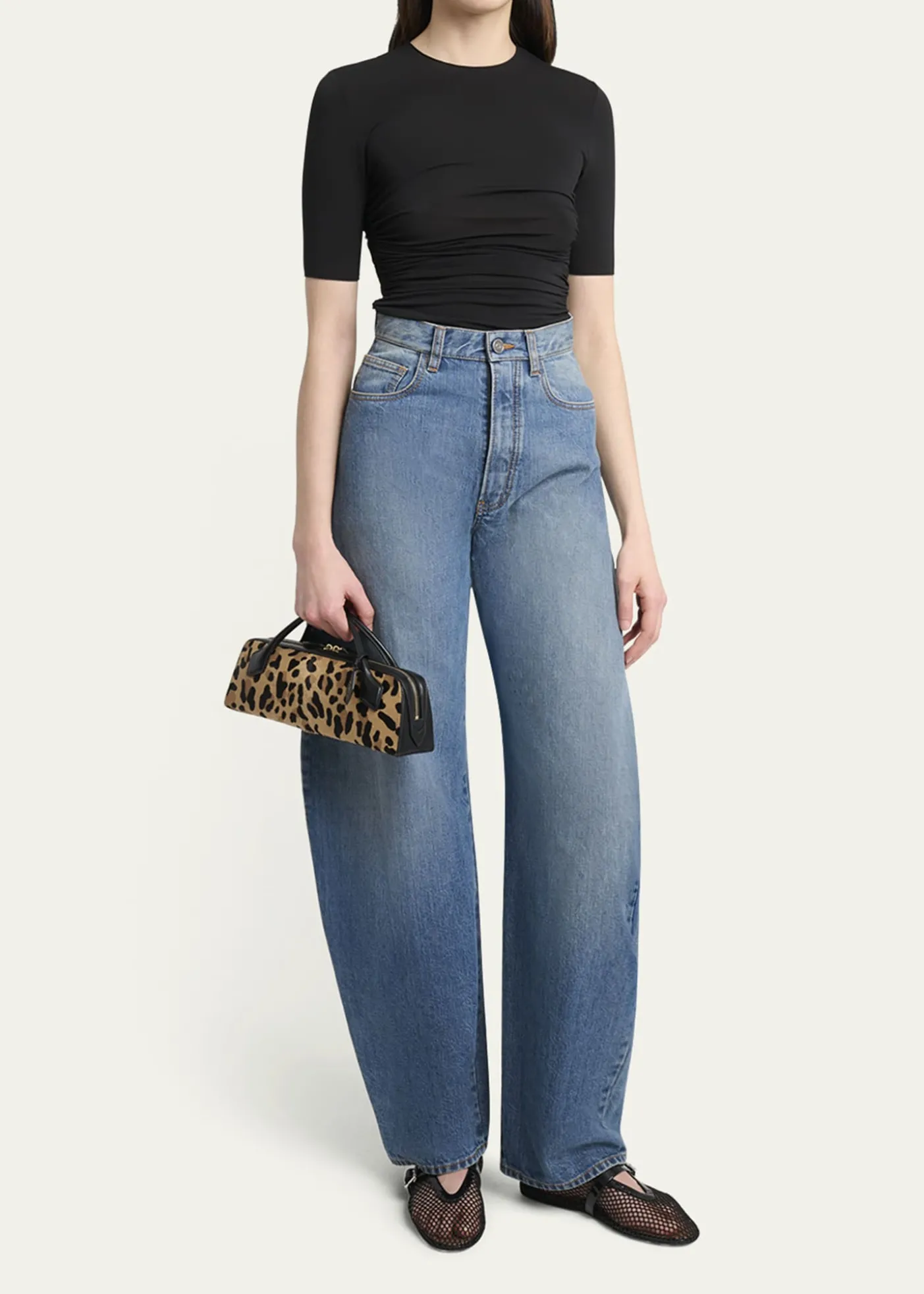 ALAIALe Teckel Clutch Bag in Leopard Calf Hair