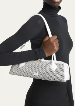 ALAIALe Teckel Medium Shoulder Bag in Fishnet Leather
