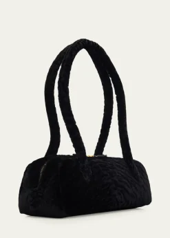 ALAIALe Teckel Shaved Shearling Medium Shoulder Bag