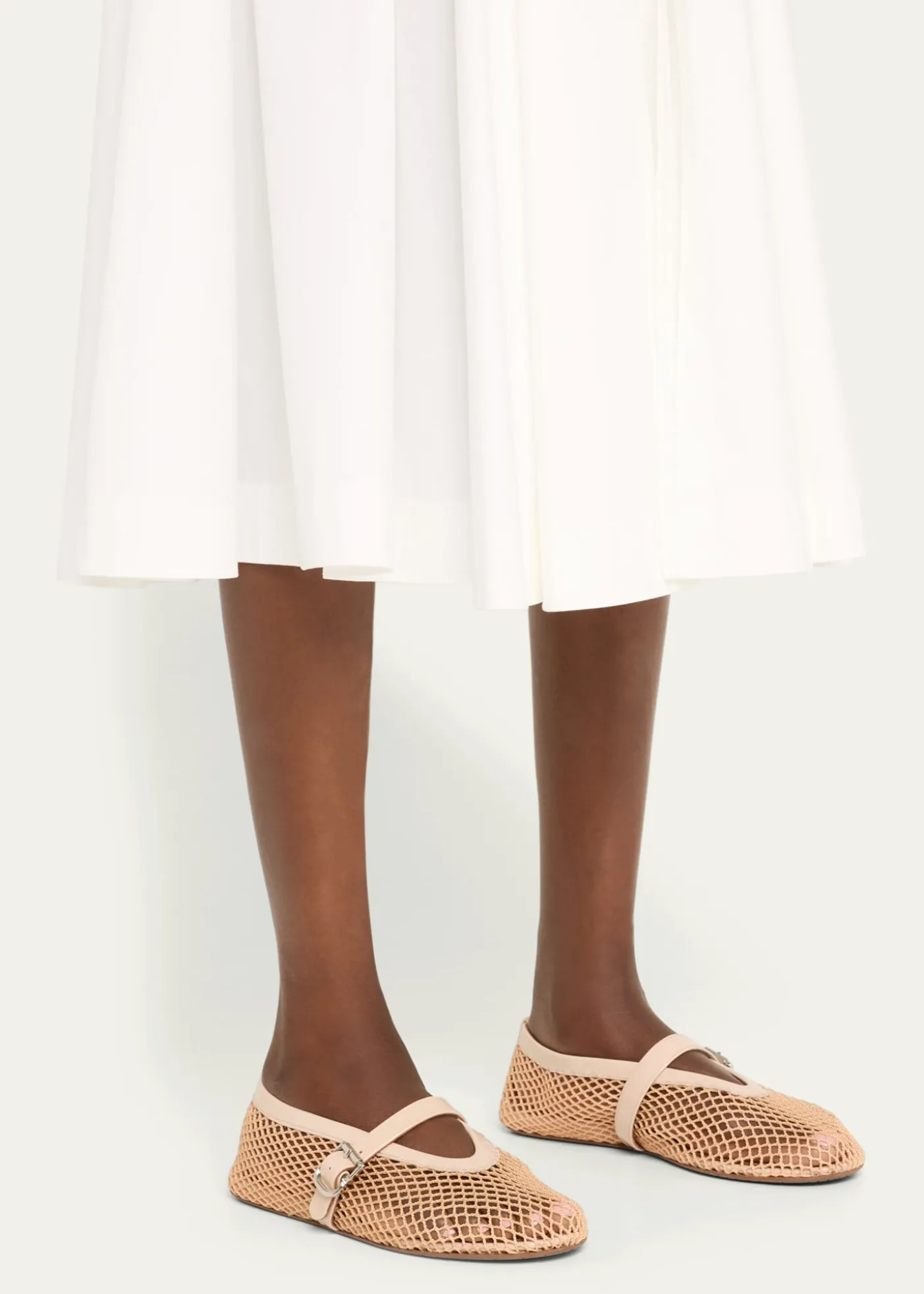 ALAIAMesh Mary Jane Ballerina Flats