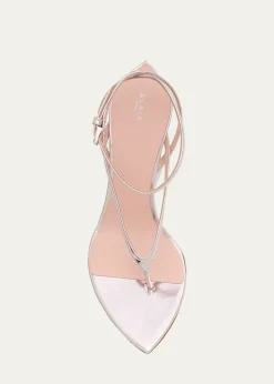 ALAIAMirrored Leather Invisible Wedge Thong Sandals