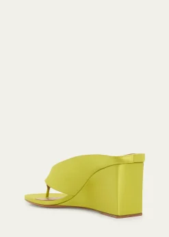 ALAIA75mm Cube Satin Thong Wedge Sandals