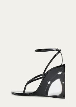 ALAIA90mm Patent Leather Wedge Sandals