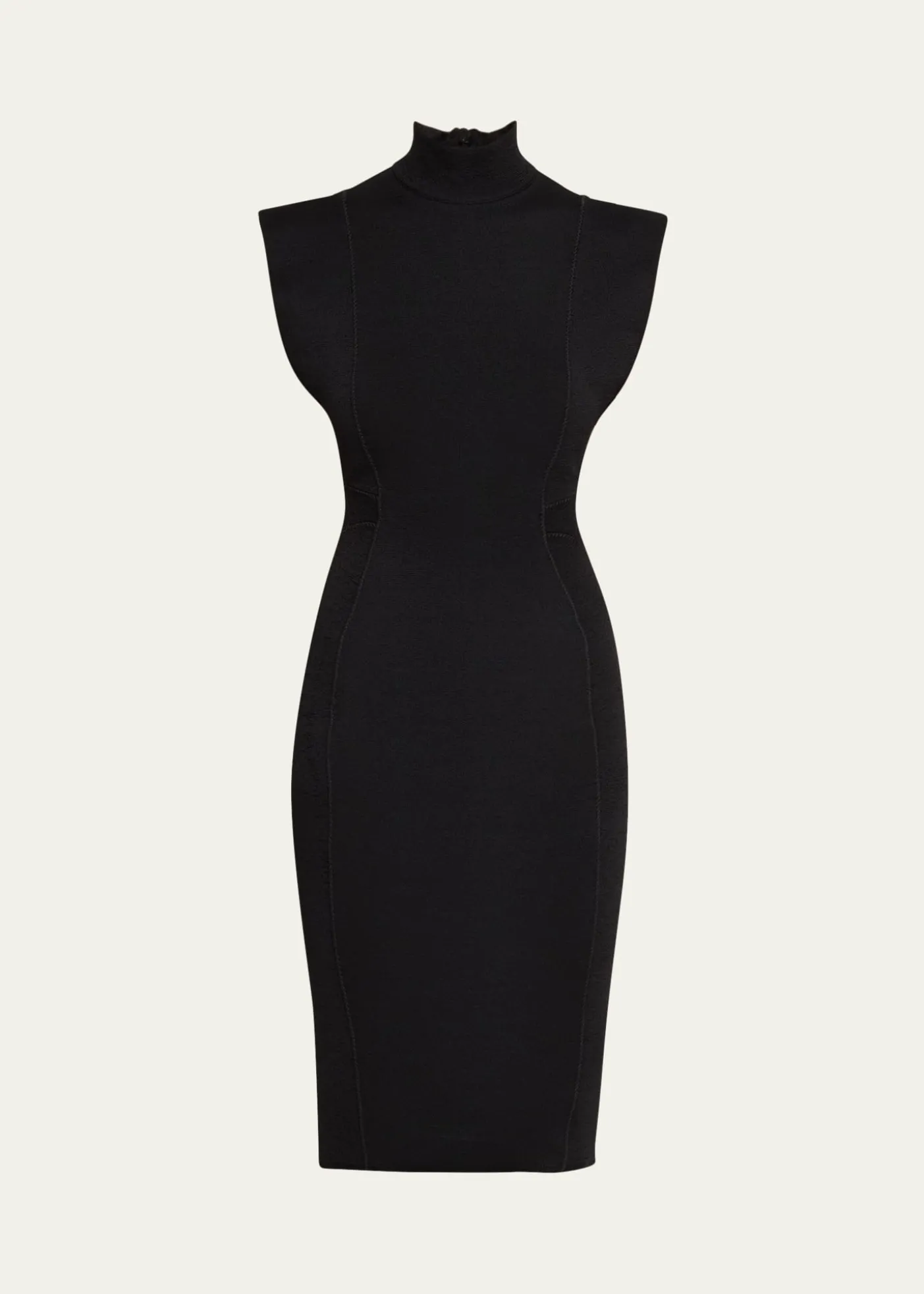 ALAIAMock-Neck Cap-Sleeve Seam Paneled Dress
