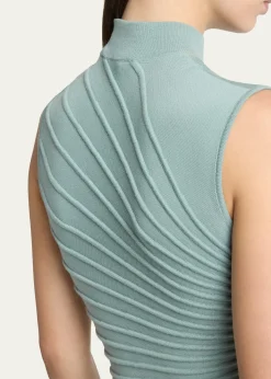 ALAIAMock-Neck Sculpting Wool Dress