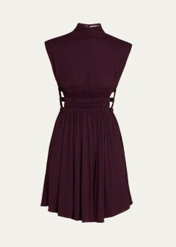 ALAIAMock-Neck Waist-Cutout Jersey Backless Mini Dress