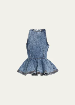 ALAIASleeveless Denim Peplum Top