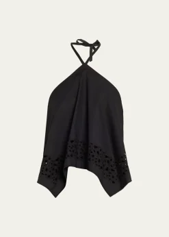 A.L.C.Aleia Cotton Eyelet Halter Top