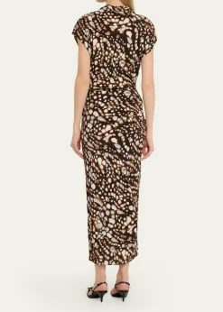 A.L.C.Alma Ruched Viscose Twill Midi Dress