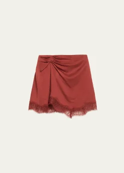 A.L.C.Dion Satin Lace-Trim Mini Skirt