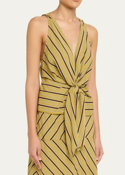 A.L.C.Elle Stripe Sleeveless Tie-Front Top