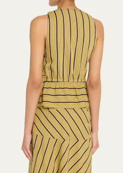 A.L.C.Elle Stripe Sleeveless Tie-Front Top