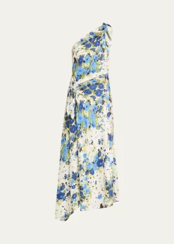 A.L.C.Elliana Floral Satin Draped Dress