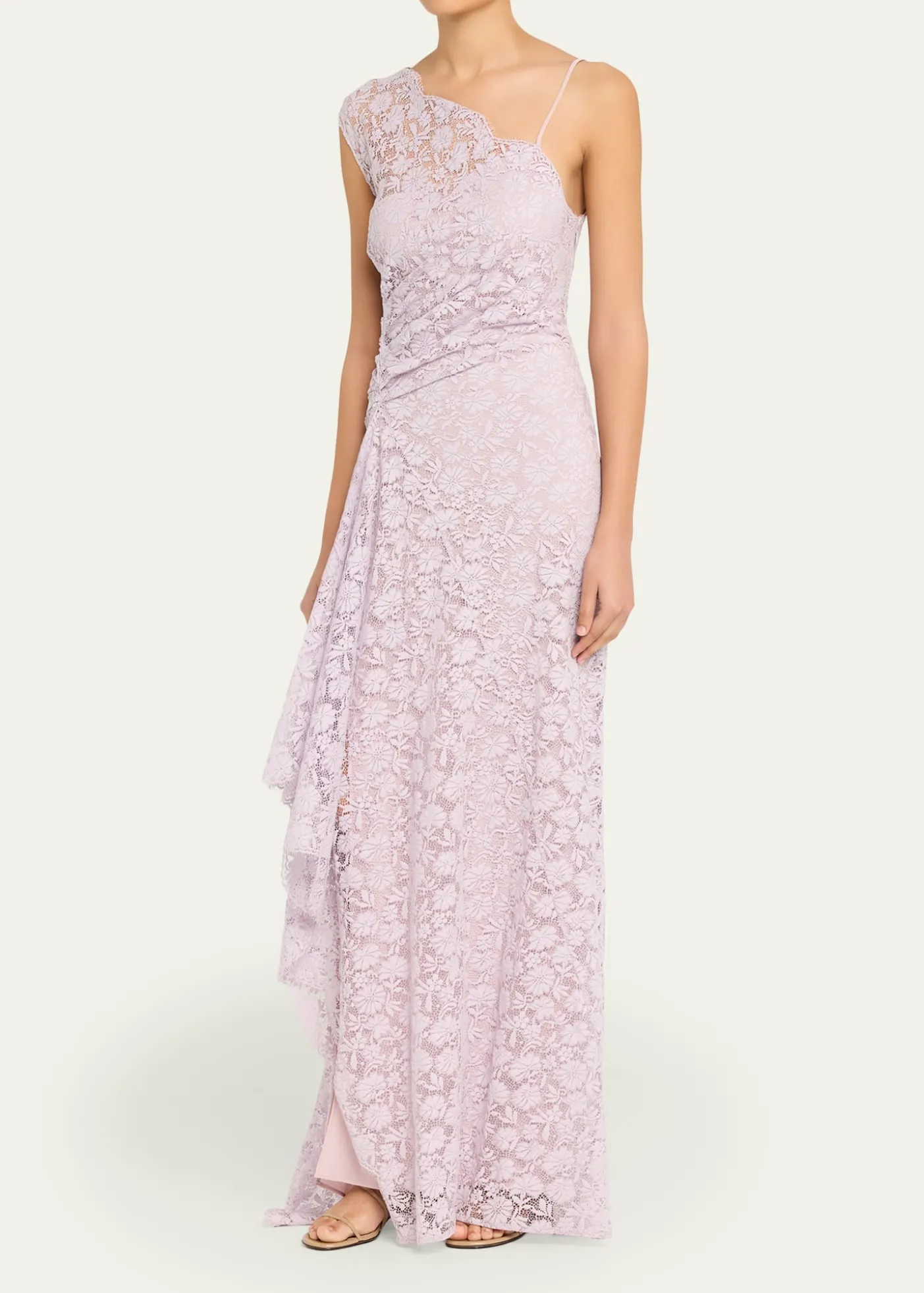 A.L.C.Gia Asymmetric Draped Lace Gown