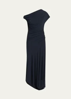 A.L.C.Halle Ruched Asymmetric Jersey Dress