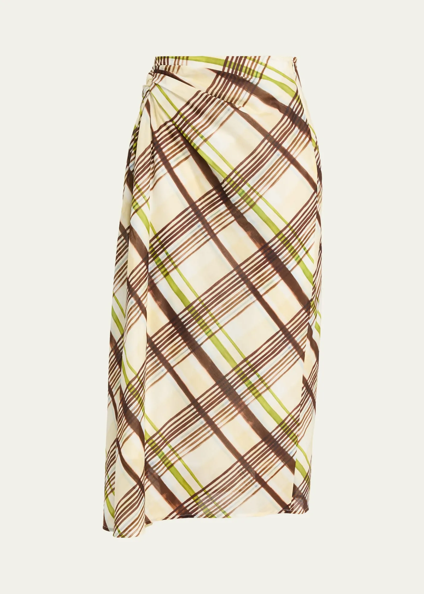 A.L.C.Jean Draped Plaid Midi Skirt