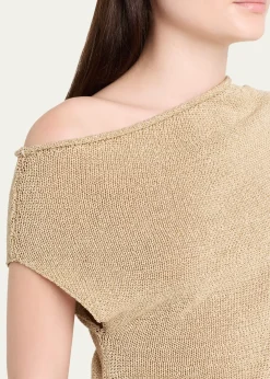 A.L.C.Joni Draped One-Shoulder Metallic Knit Top