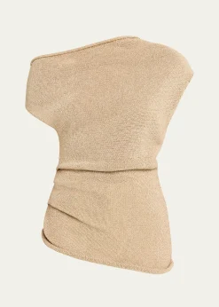 A.L.C.Joni Draped One-Shoulder Metallic Knit Top
