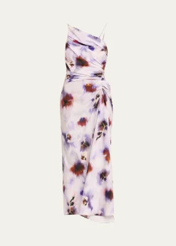A.L.C.Juno Asymmetric Floral Midi Dress