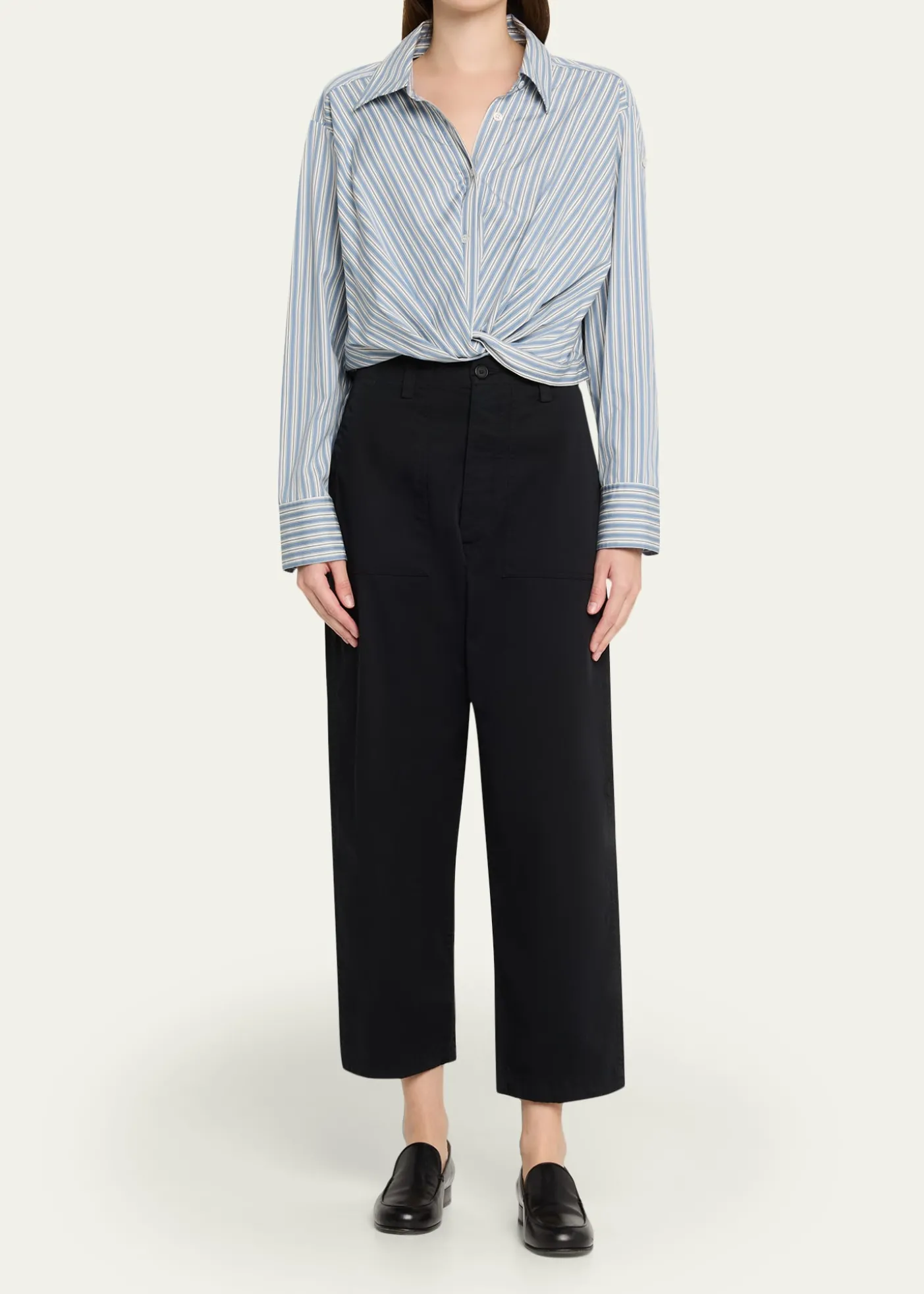 A.L.C.Leo Striped Twist-Front Top