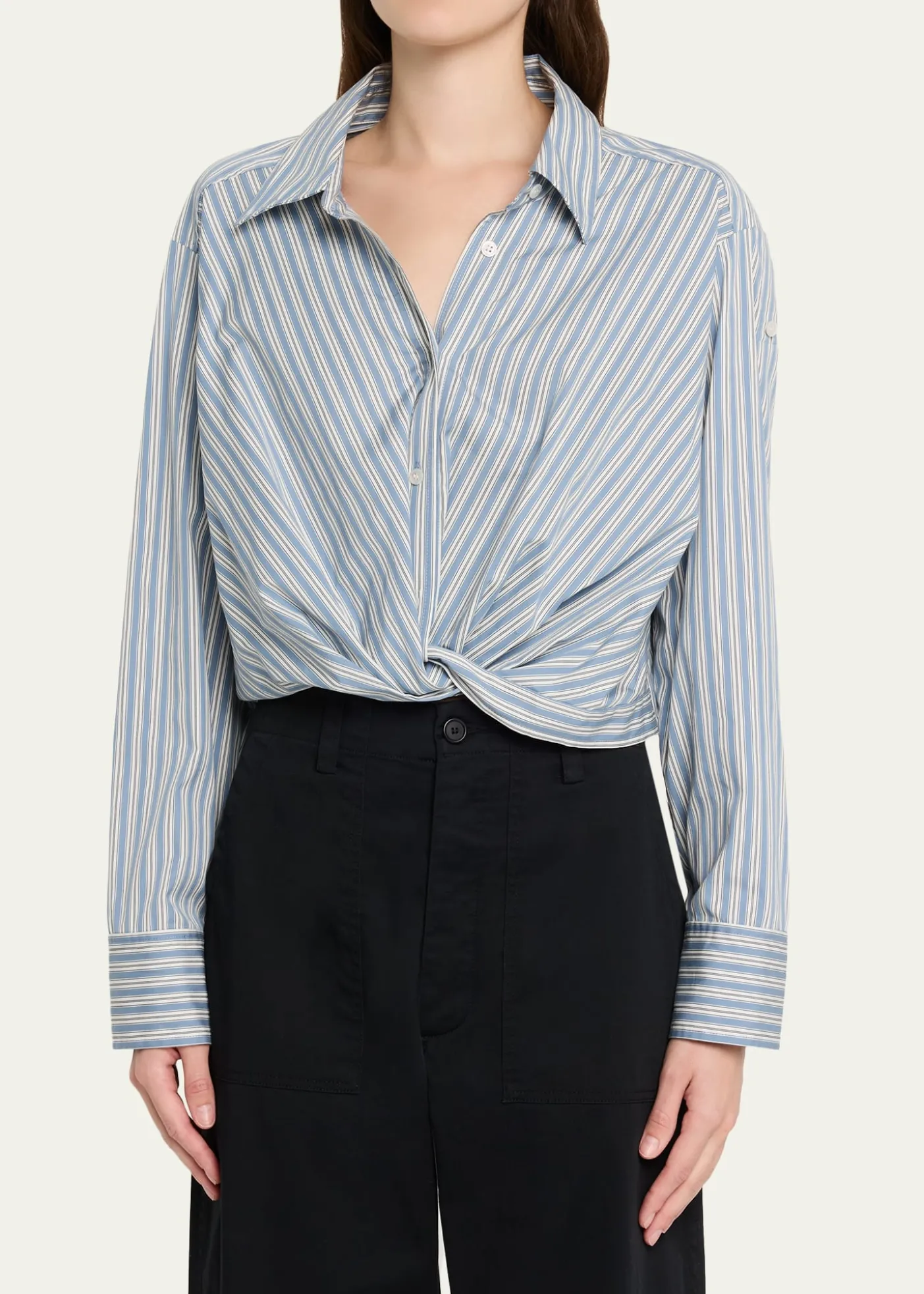 A.L.C.Leo Striped Twist-Front Top