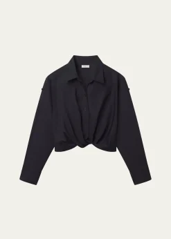 A.L.C.Leo Twist-Front Poplin Top