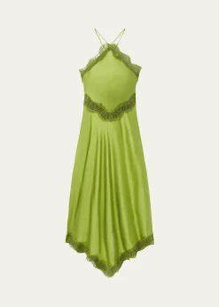A.L.C.Lucia Satin & Lace Midi Dress