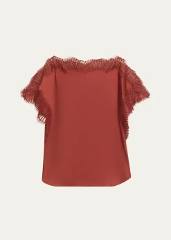 A.L.C.Luna Satin Lace-Trim Top