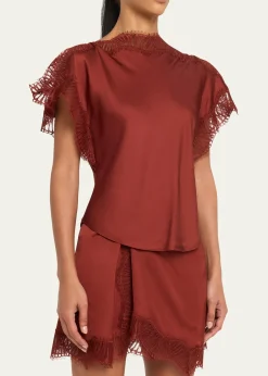 A.L.C.Luna Satin Lace-Trim Top
