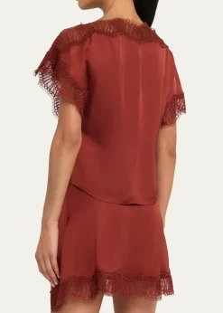 A.L.C.Luna Satin Lace-Trim Top