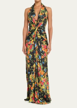 A.L.C.Mabel Floral Halter Gown