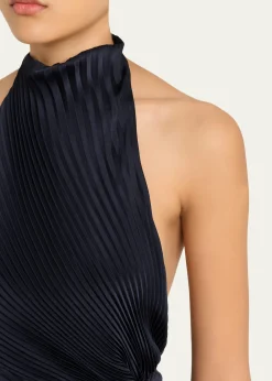 A.L.C.Romy High-Neck Pleated Satin Gown
