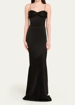 Alex PerryCupped Draped Satin Gown