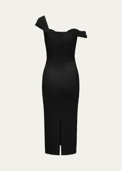 Alex PerryOff-Shoulder Sweetheart Midi Dress