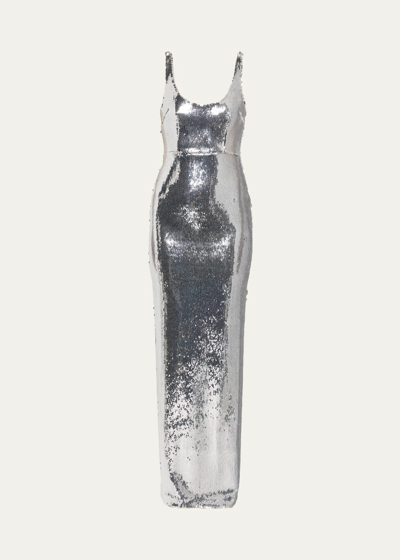 Alex PerrySleeveless Sequined Column Singlet Gown
