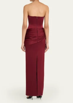 Alex PerryStrapless Corset Draped Column Gown