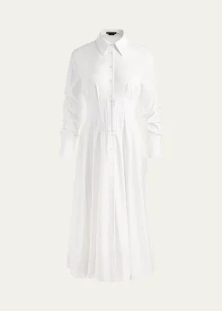 ALICE + OLIVIAEdie Corset Button-Front Midi Shirtdress