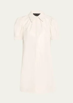 ALICE + OLIVIAJem Vegan Leather Puff-Sleeve Shirtdress