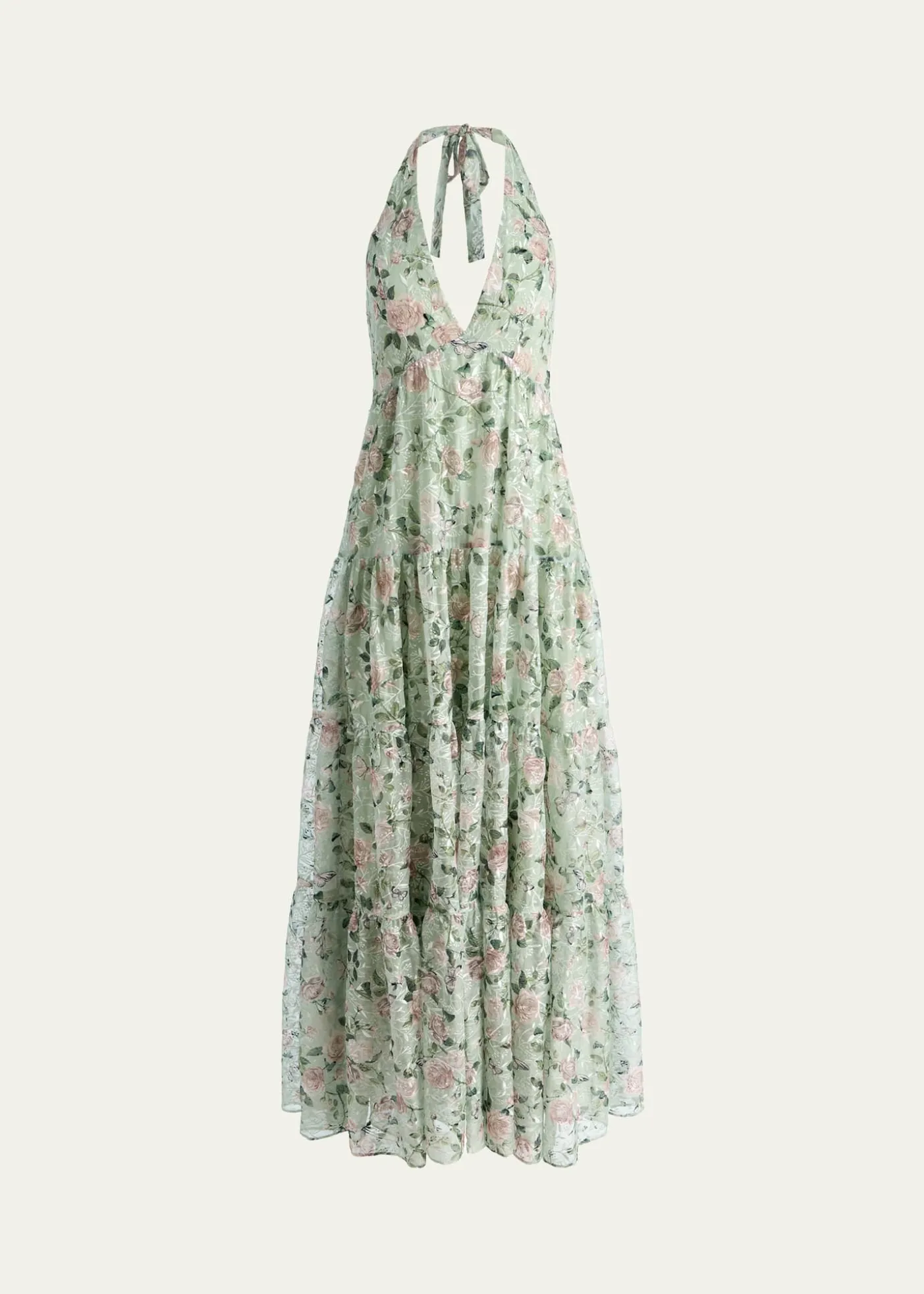 ALICE + OLIVIAMaura Embroidered Floral Tiered Maxi Dress