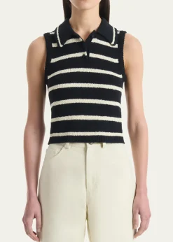 AltuzarraElmer Striped Knit Sleeveless Polo Top