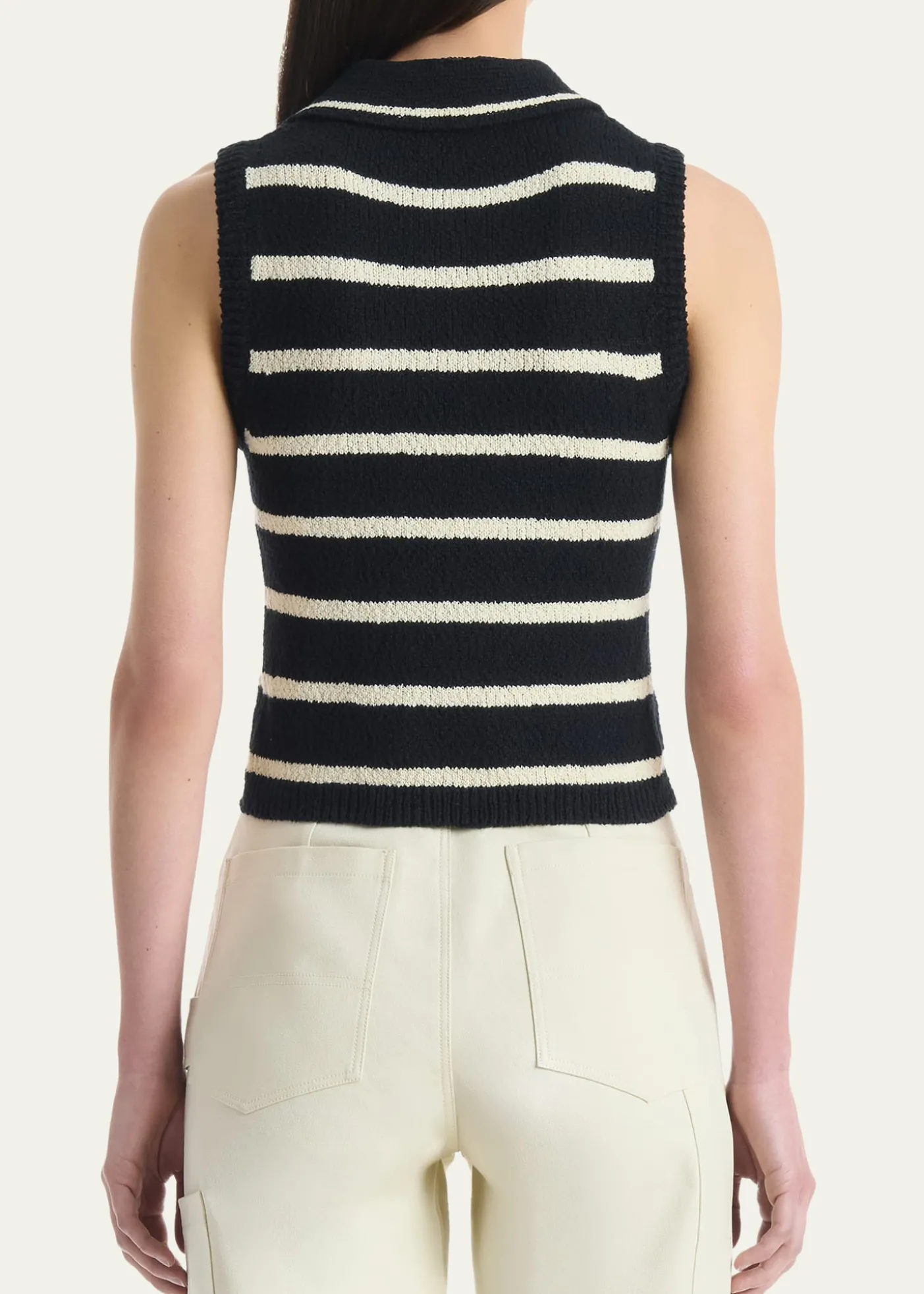 AltuzarraElmer Striped Knit Sleeveless Polo Top