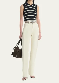 AltuzarraElmer Striped Knit Sleeveless Polo Top